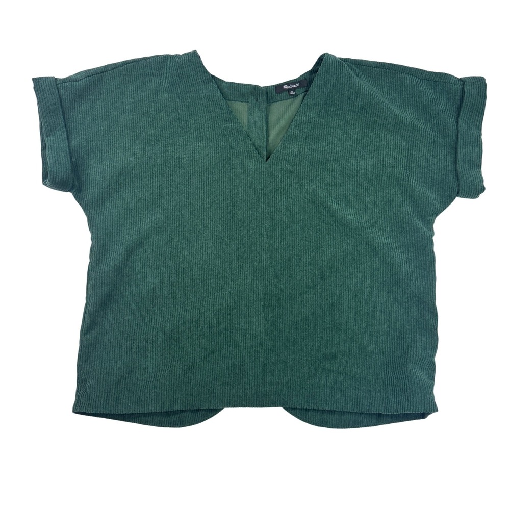 Madewell Green V-Neck Blouse